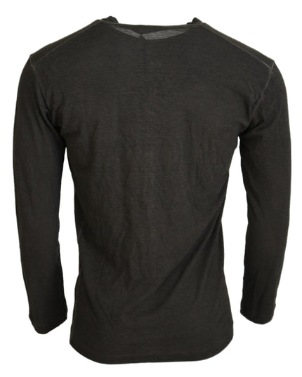 Dsquared² Gray Cotton Linen Long Sleeves Pullover Sweater