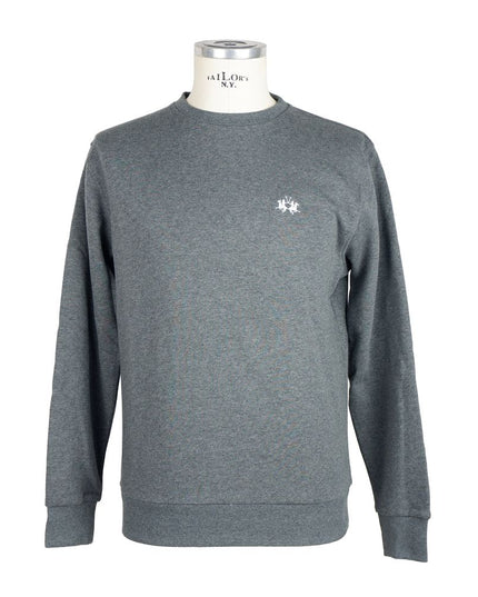 La Martina Gray Cotton Men Sweater