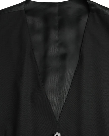 Dolce & Gabbana Black Wool Formal Dress Waistcoat Vest