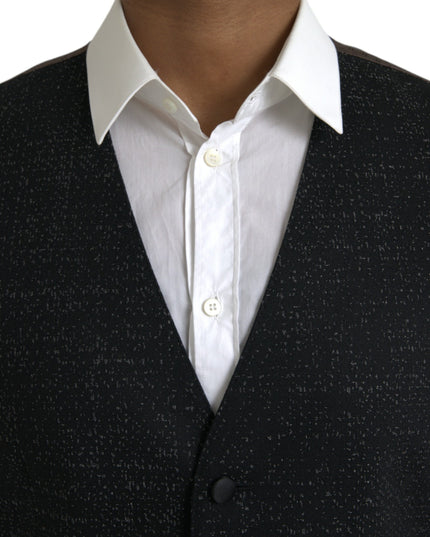Dolce & Gabbana Black Brown Silk Waistcoat Dress Formal Vest