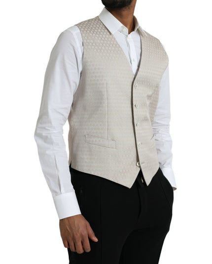 Dolce & Gabbana Off White Cotton Waistcoat Dress Formal Vest