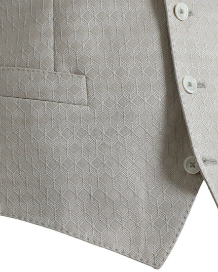 Dolce & Gabbana Off White Cotton Waistcoat Dress Formal Vest