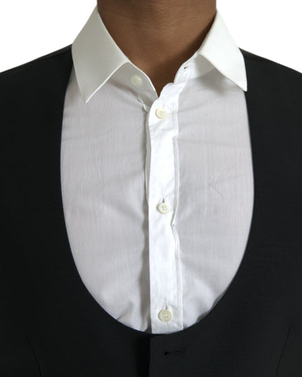 Dolce & Gabbana Black Wool Waistcoat Dress Formal Vest