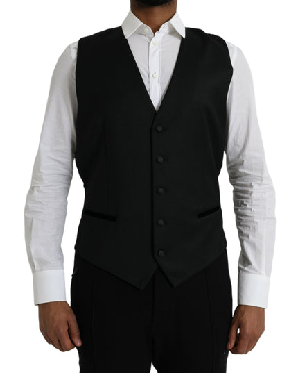 Dolce & Gabbana Black Silk Waistcoat Dress Formal Vest