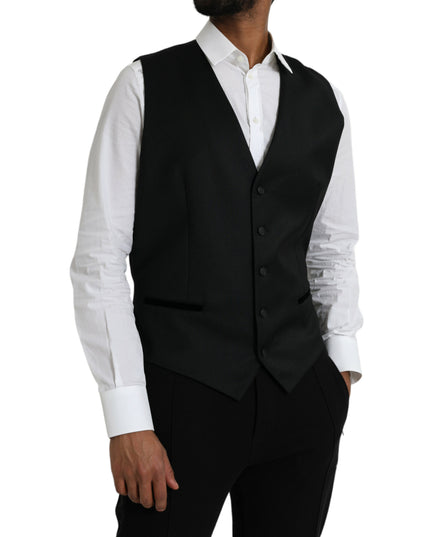 Dolce & Gabbana Black Silk Waistcoat Dress Formal Vest