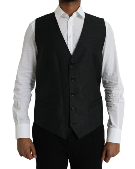Dolce & Gabbana Black Wool Waistcoat Dress Formal Vest