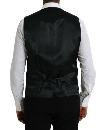 Dolce & Gabbana Black Wool Waistcoat Dress Formal Vest