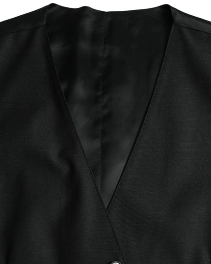 Dolce & Gabbana Black Wool Waistcoat Dress Formal Vest