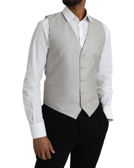 Dolce & Gabbana Light Gray Wool Formal Dress Waistcoat Vest