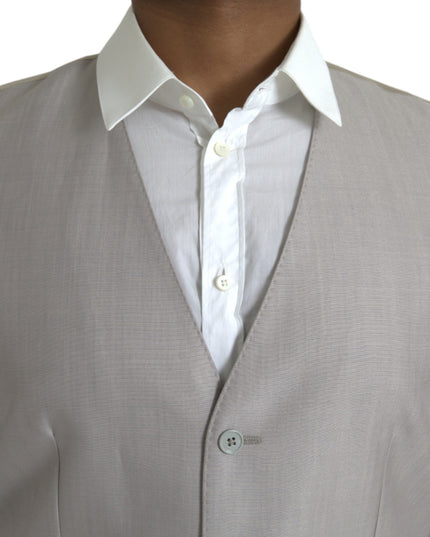Dolce & Gabbana Light Gray Wool Formal Dress Waistcoat Vest
