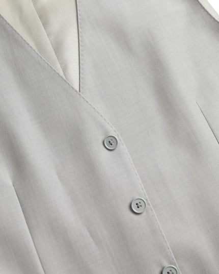 Dolce & Gabbana Light Gray Wool Formal Dress Waistcoat Vest