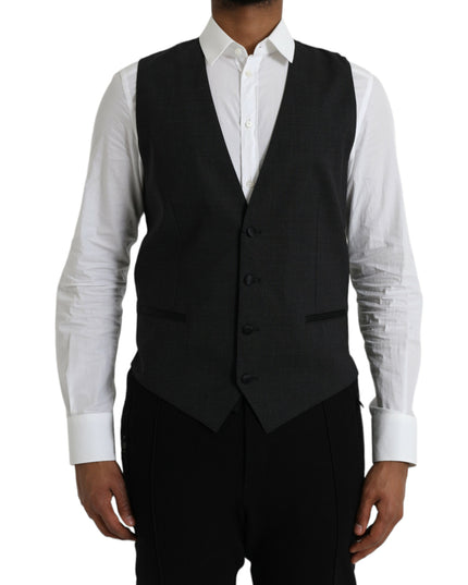Dolce & Gabbana Black Cotton Waistcoat Dress Formal Vest