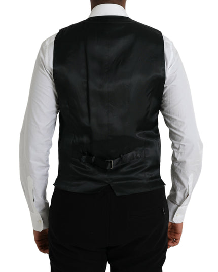 Dolce & Gabbana Black Cotton Waistcoat Dress Formal Vest