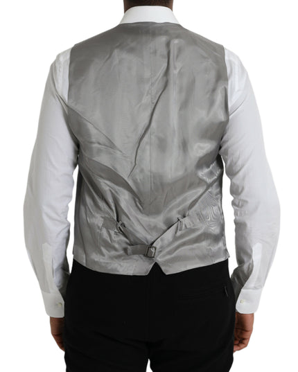 Dolce & Gabbana Light Gray Wool Formal Dress Waistcoat Vest