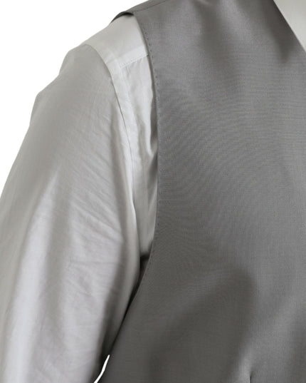 Dolce & Gabbana Light Gray Wool Formal Dress Waistcoat Vest