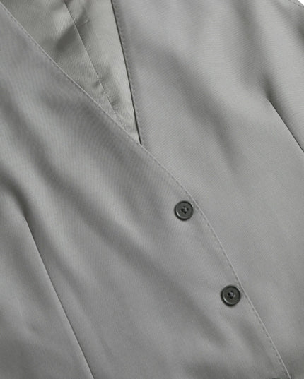 Dolce & Gabbana Light Gray Wool Formal Dress Waistcoat Vest