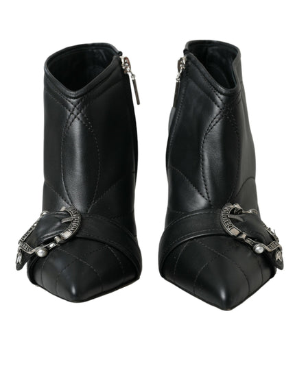 Dolce & Gabbana Black Devotion Quilted Buckled Boots Shoes