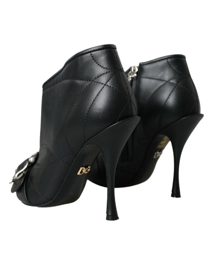 Dolce & Gabbana Black Devotion Quilted Buckled Boots Shoes
