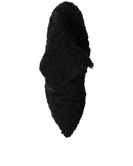 Dolce & Gabbana Black Stiletto Heels Mid Calf Boots Shoes