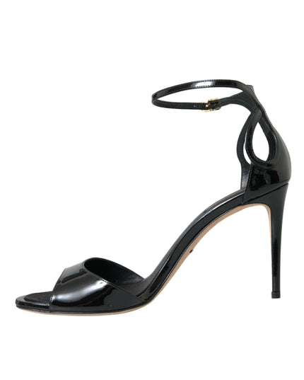 Dolce & Gabbana Black KEIRA Leather Heels Sandals Shoes