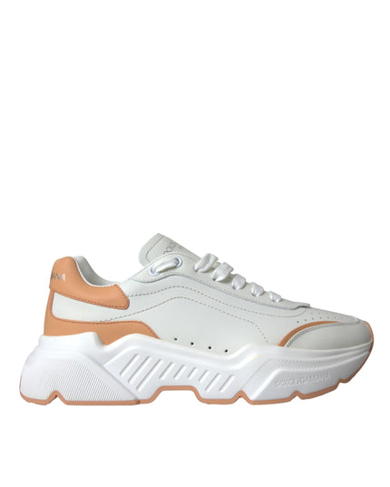 Dolce & Gabbana White Peach DAYMASTER Leather Sneakers Shoes