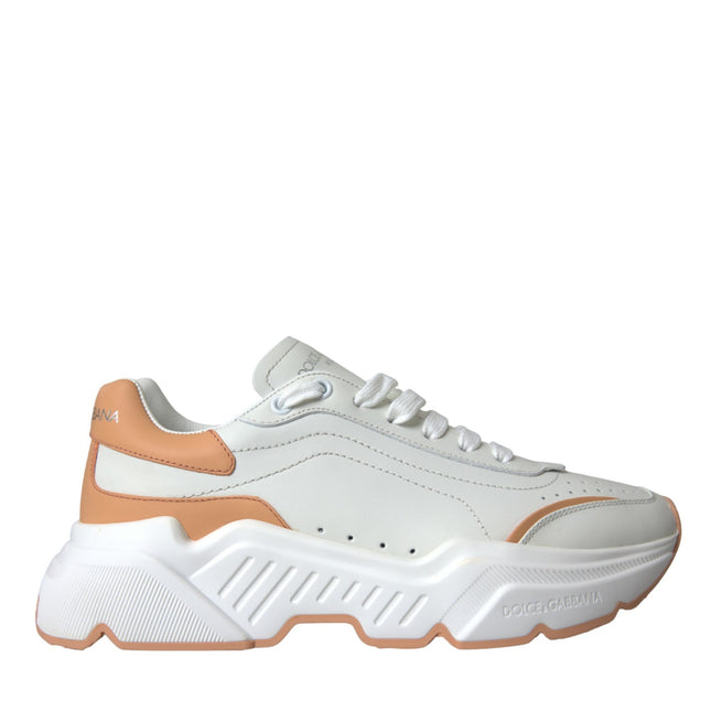 Dolce & Gabbana White Peach DAYMASTER Leather Sneakers Shoes