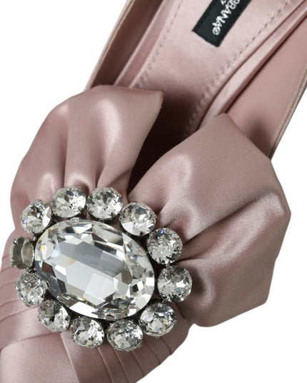 Dolce & Gabbana Pink Satin Crystal High Heels Pumps Shoes