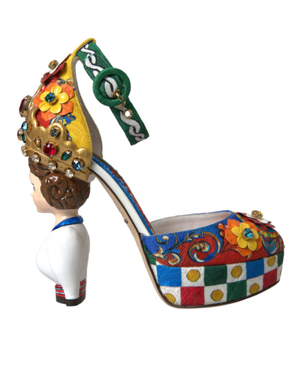 Dolce & Gabbana Multicolor Carretto Embellished Sandals Shoes