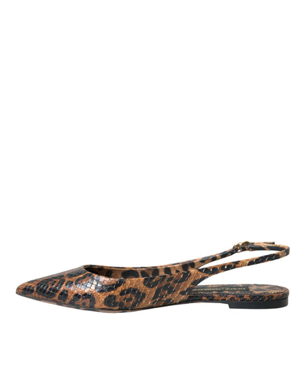 Dolce & Gabbana Brown Leopard Exotic Skin Slingback Shoes