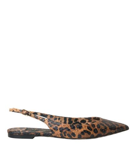 Dolce & Gabbana Brown Leopard Exotic Skin Slingback Shoes