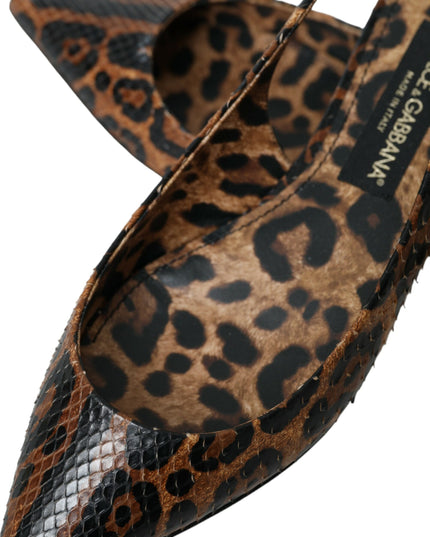 Dolce & Gabbana Brown Leopard Exotic Skin Slingback Shoes