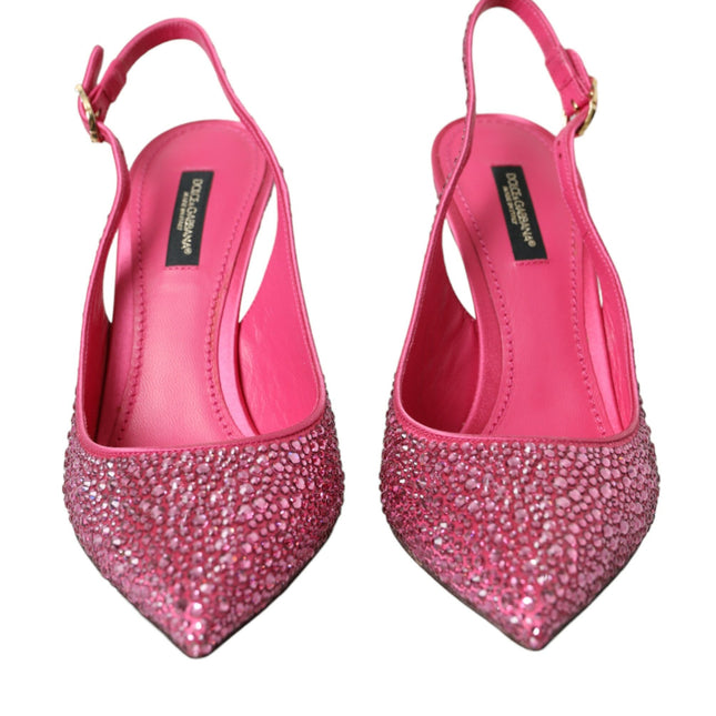 Dolce & Gabbana Pink Slingbacks Crystal Pumps Shoes