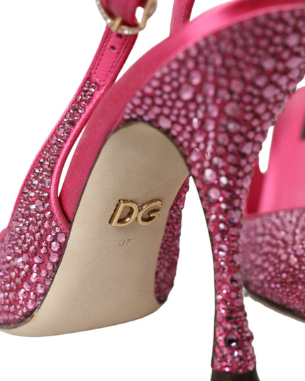 Dolce & Gabbana Pink Slingbacks Crystal Pumps Shoes