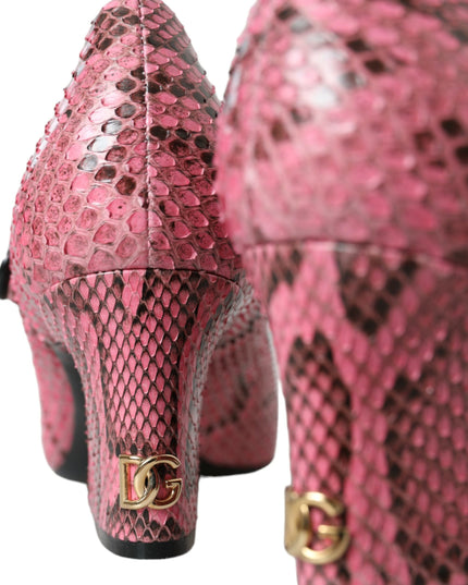 Dolce & Gabbana Pink Python Leather Mary Jane Heels Shoes