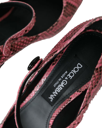 Dolce & Gabbana Pink Python Leather Mary Jane Heels Shoes