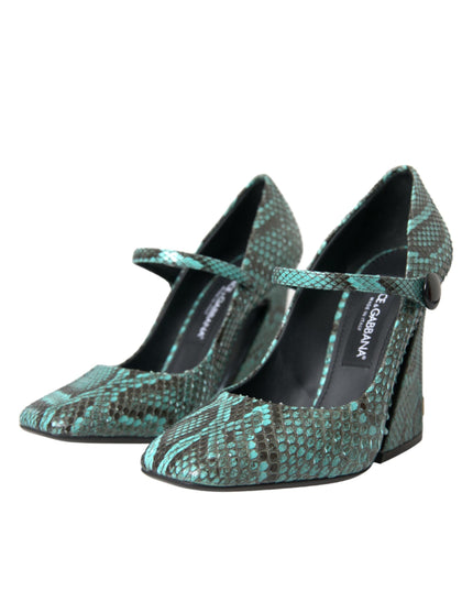 Dolce & Gabbana Aqua Python Leather Mary Jane Pumps Shoes