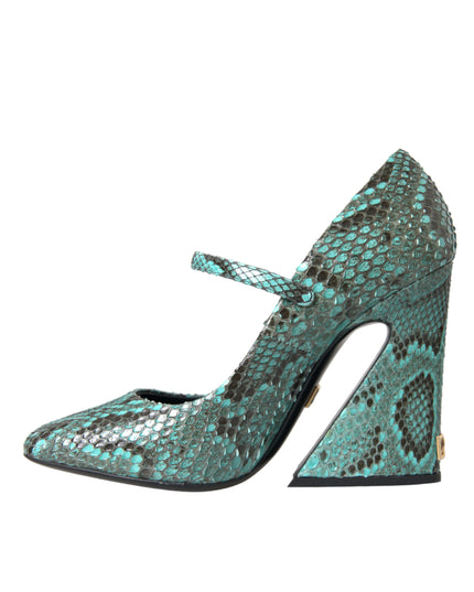 Dolce & Gabbana Aqua Python Leather Mary Jane Pumps Shoes