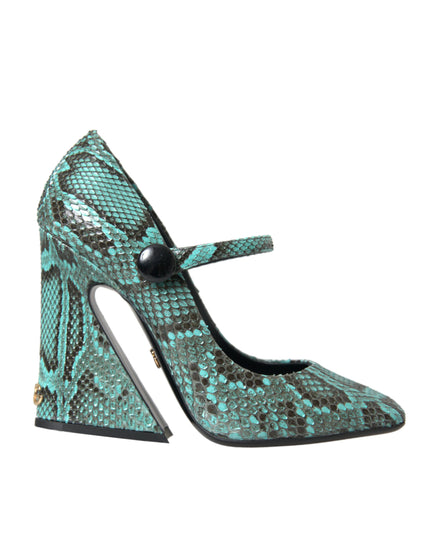 Dolce & Gabbana Aqua Python Leather Mary Jane Pumps Shoes