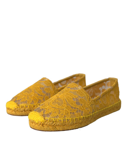 Dolce & Gabbana Yellow Taormina Lace Espadrille Loafers Flats Shoes