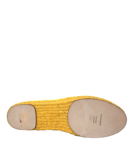 Dolce & Gabbana Yellow Taormina Lace Espadrille Loafers Flats Shoes