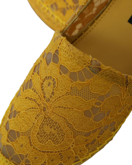 Dolce & Gabbana Yellow Taormina Lace Espadrille Loafers Flats Shoes