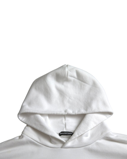 Balenciaga White Cotton Logo Hooded Pullover Sweatshirt Sweater