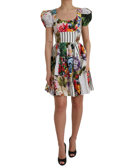 Dolce & Gabbana Multicolor Patchwork Cotton Aline Mini Dress