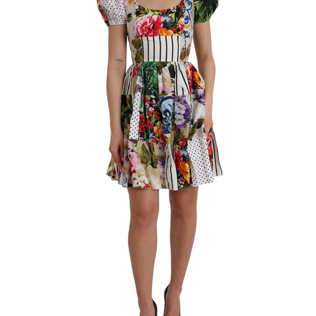 Dolce & Gabbana Multicolor Patchwork Cotton Aline Mini Dress