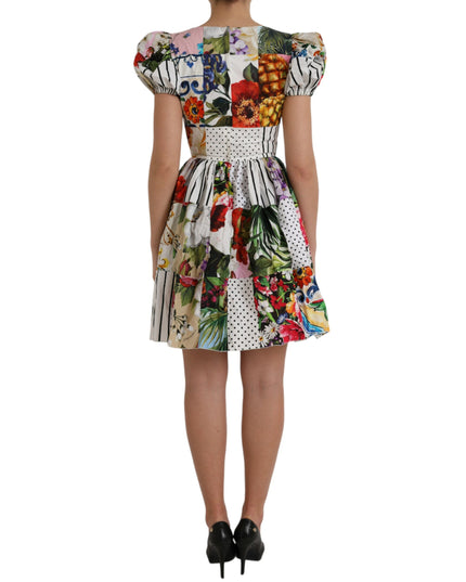 Dolce & Gabbana Multicolor Patchwork Cotton Aline Mini Dress