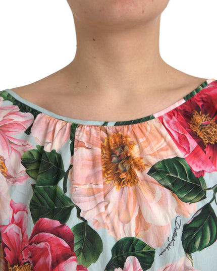 Dolce & Gabbana Multicolor Floral CottonAline Pleated Dress