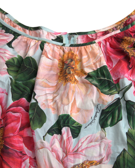 Dolce & Gabbana Multicolor Floral CottonAline Pleated Dress