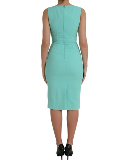 Dolce & Gabbana Green Viscose Sleeveless Bodycon Midi Dress