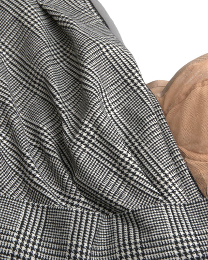 Dolce & Gabbana Gray Beige Layered One Shoulder Maxi Dress