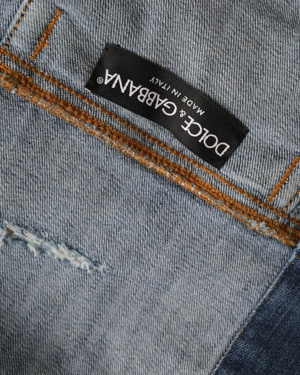 Dolce & Gabbana Green Cotton Tie Dye Cropped Cropped Denim Jacket